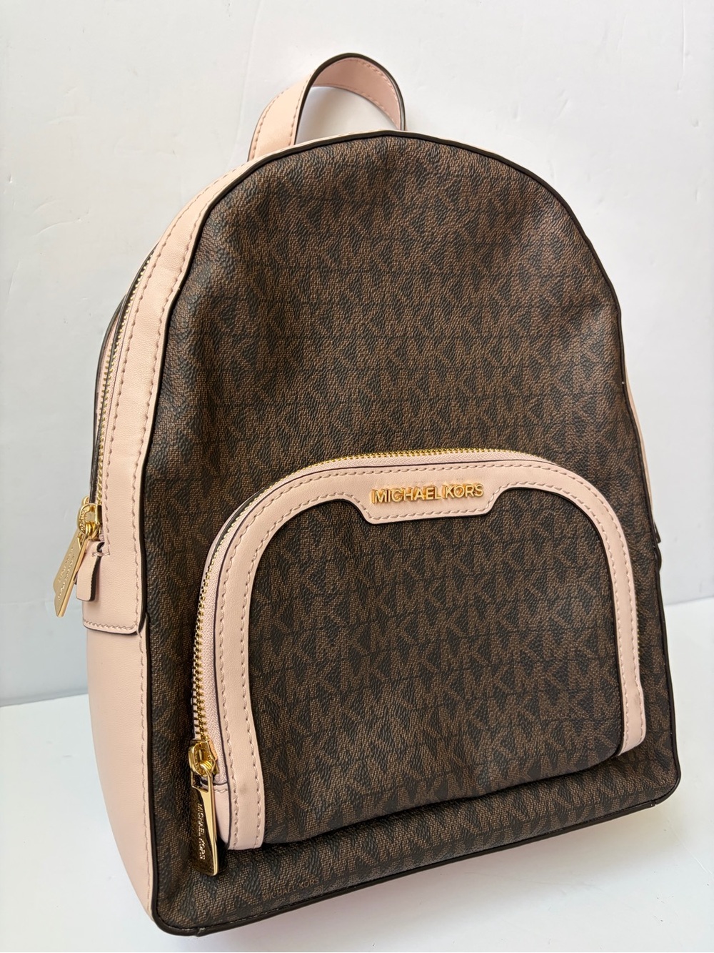 Michael Kors Jaycee Medium Signature Logo Backpack Brown/Pink